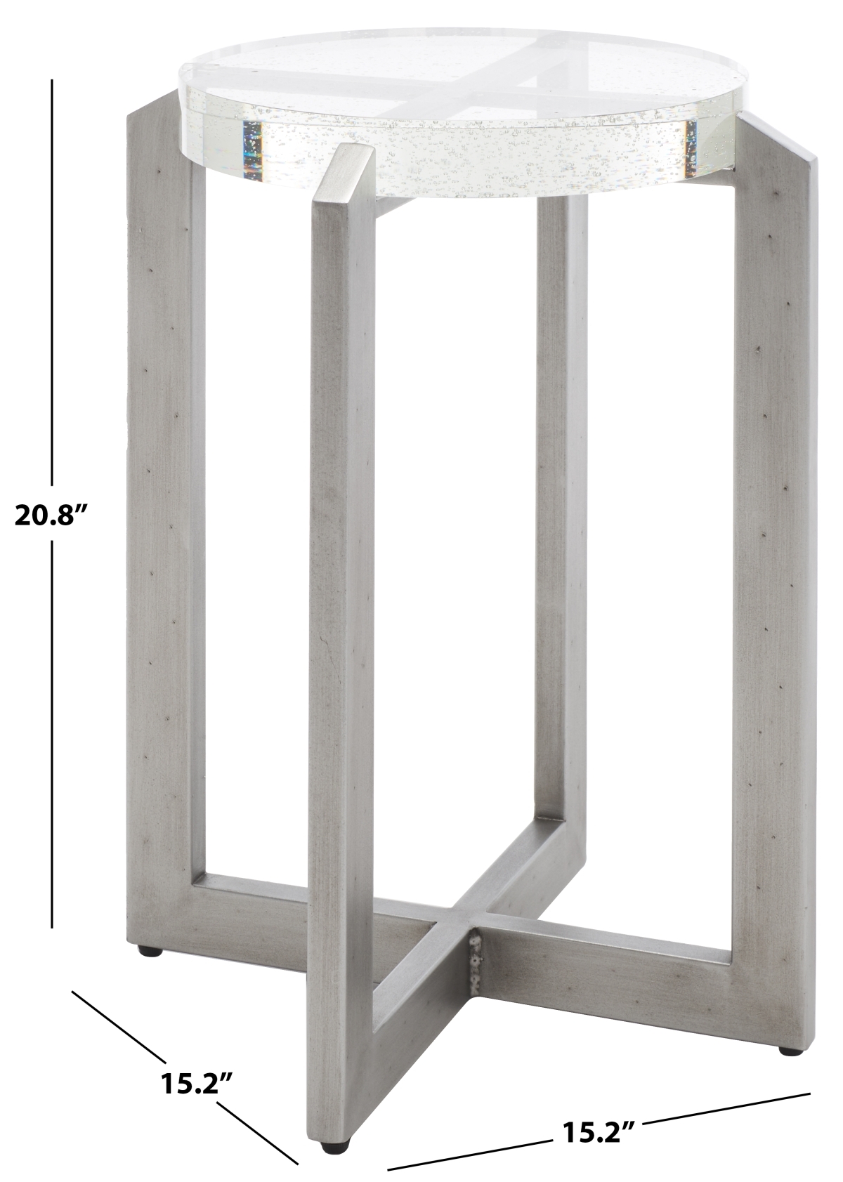 Pixie Round Bubble Glass Accent Table - Silver/Clear - Image 7