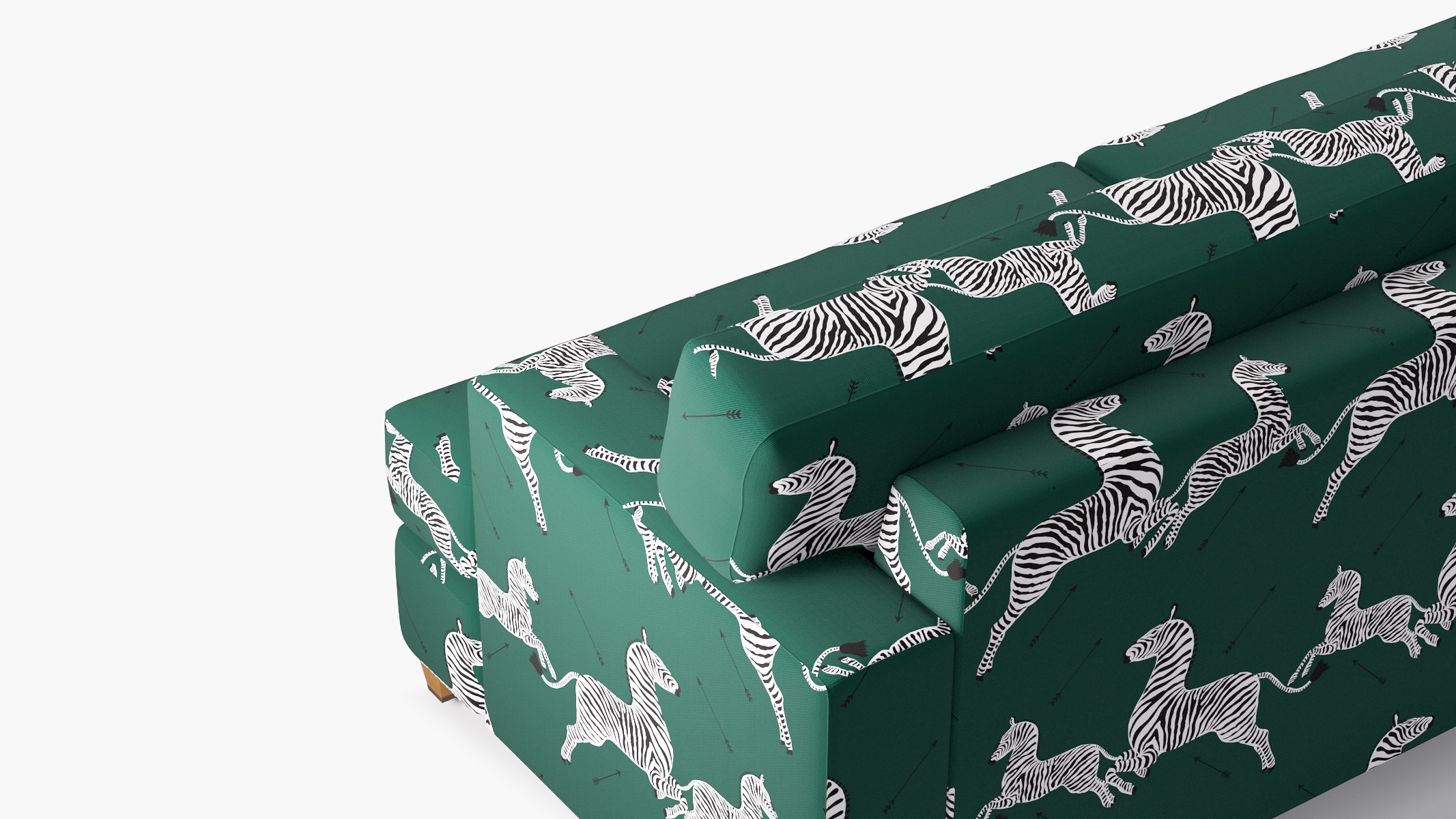 Classic Sofa, Emerald Zebra, Natural with Antique Brass Caster - Image 4