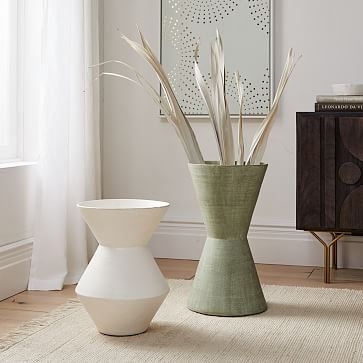 Thom Textured Floor Vase, White, Wide - Image 5