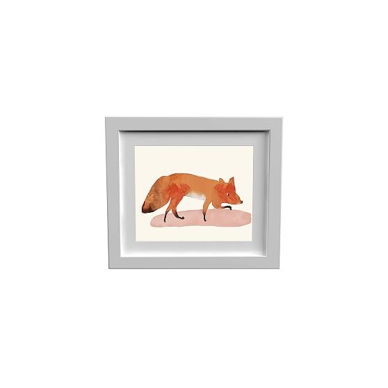 Framed Little Fox Wall Art Painting Blue Small - Image 0