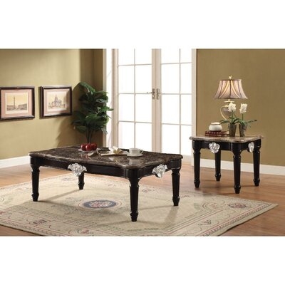 Spurrier Coffee Table, Marble & Black in , 21" H x 56" W x 32" D - Image 0