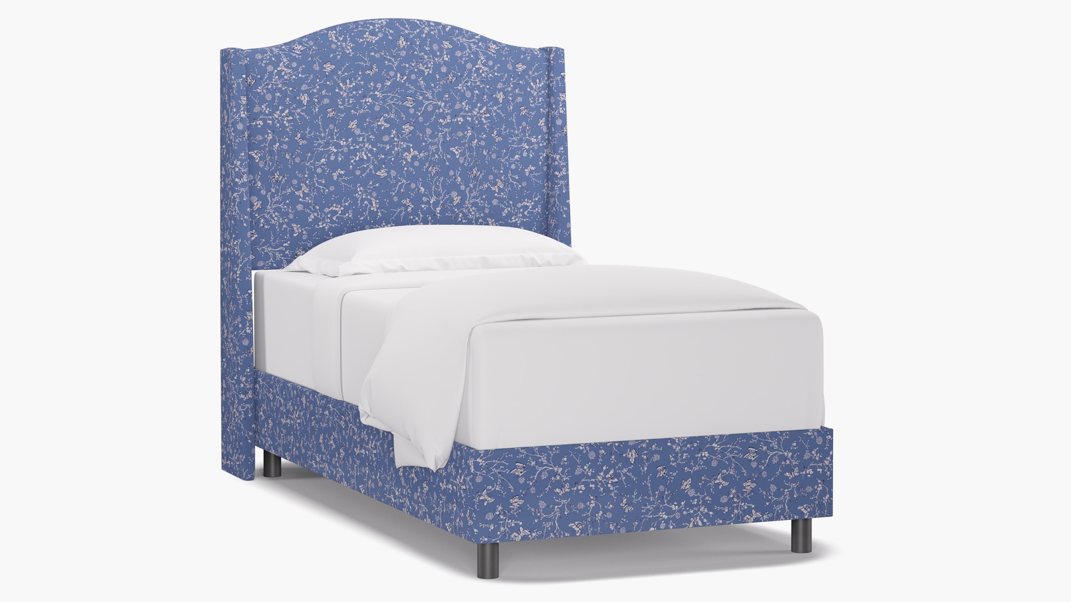 Classic Wingback Bed, Blue Mariposa, Twin - Image 1