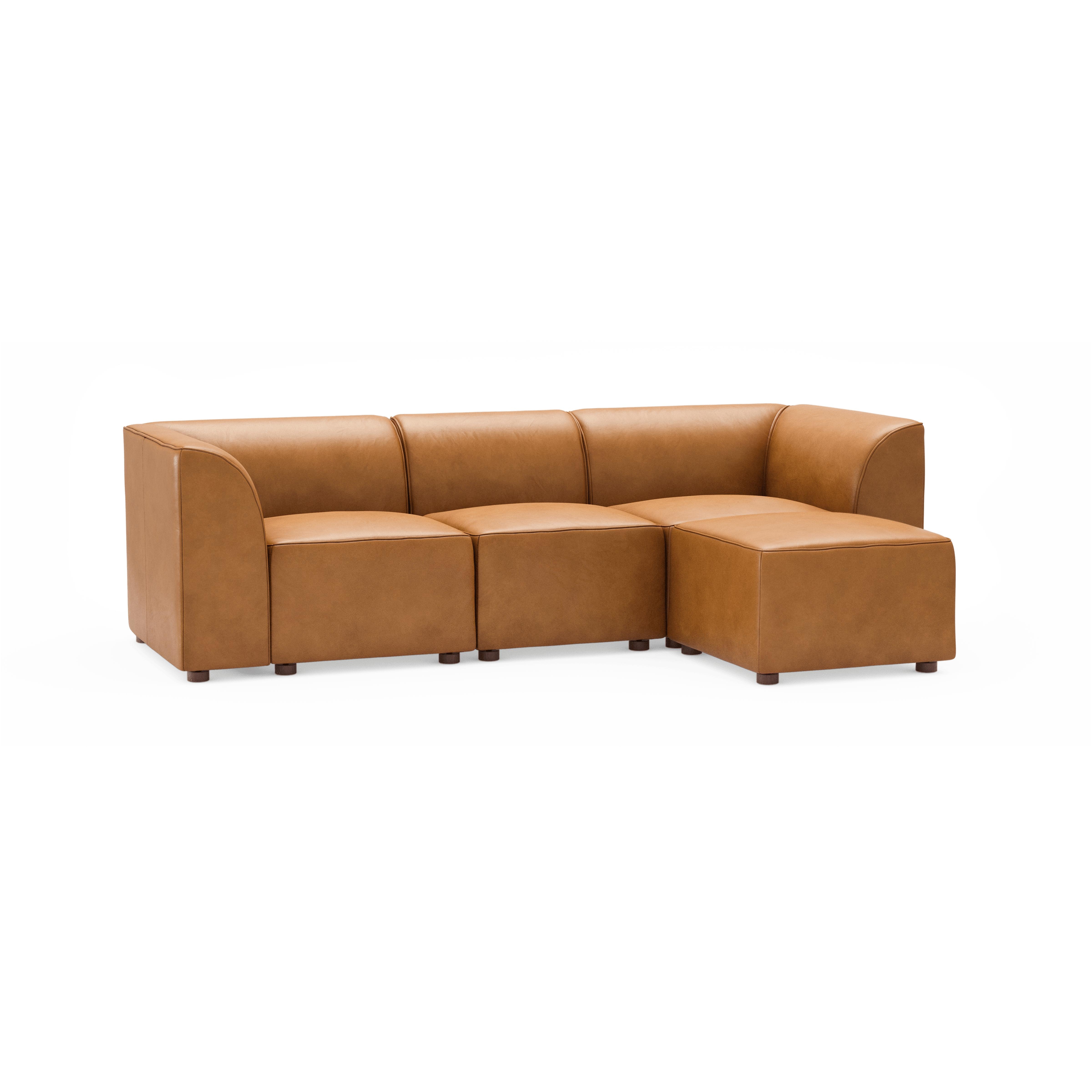 Burrow Mambo 4-Piece Sectional Lounger, Leg Finish: WalnutLegs - Image 0