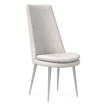 Finley High Back Dining Chair,Performance Coastal Linen,White,Pclc Chrome - Image 0