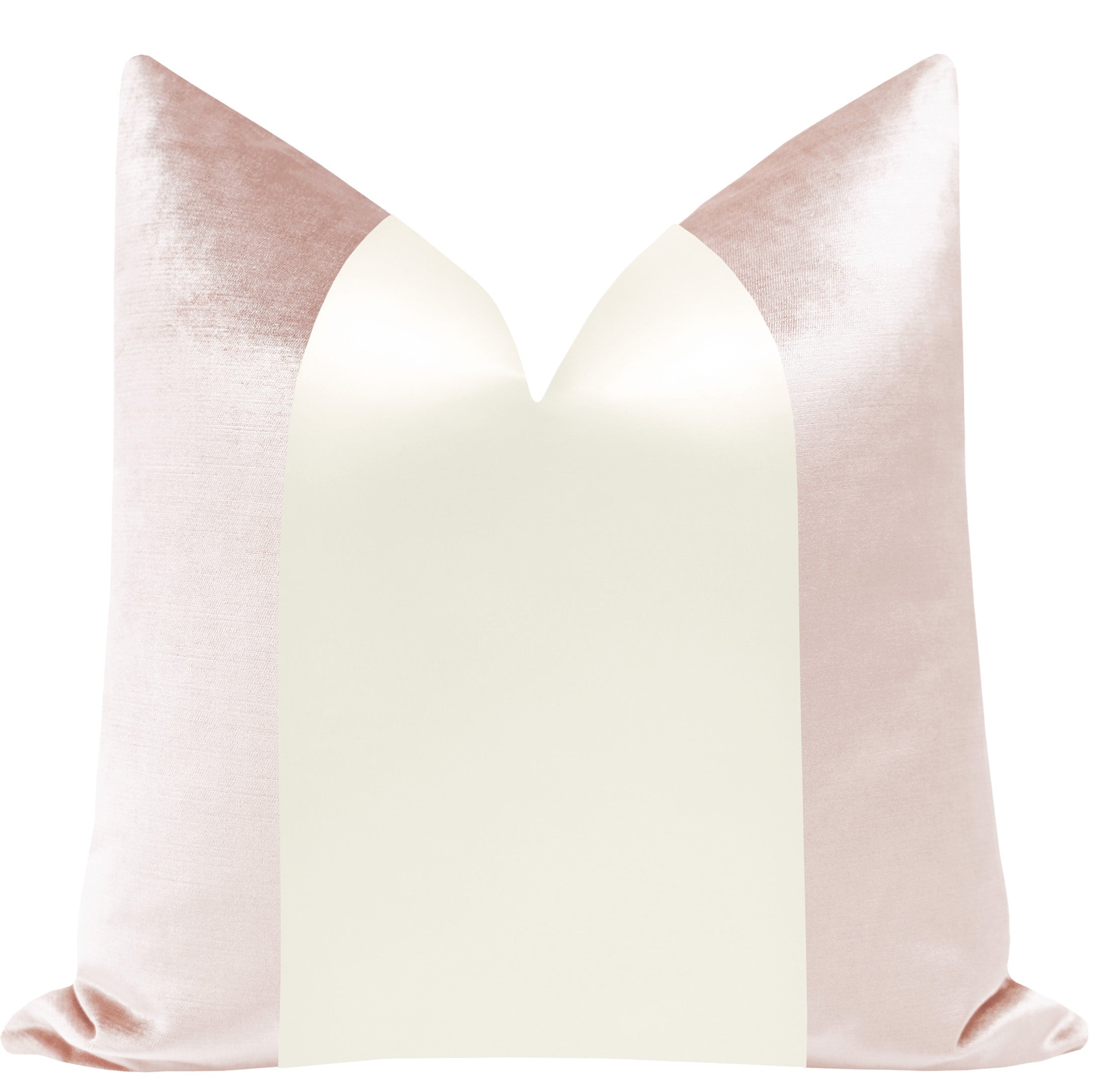 PANEL COLORBLOCK :: FAUX SILK VELVET // BALLET + ALABASTER SILK - 20" X 26" STANDARD SHAM - Image 0