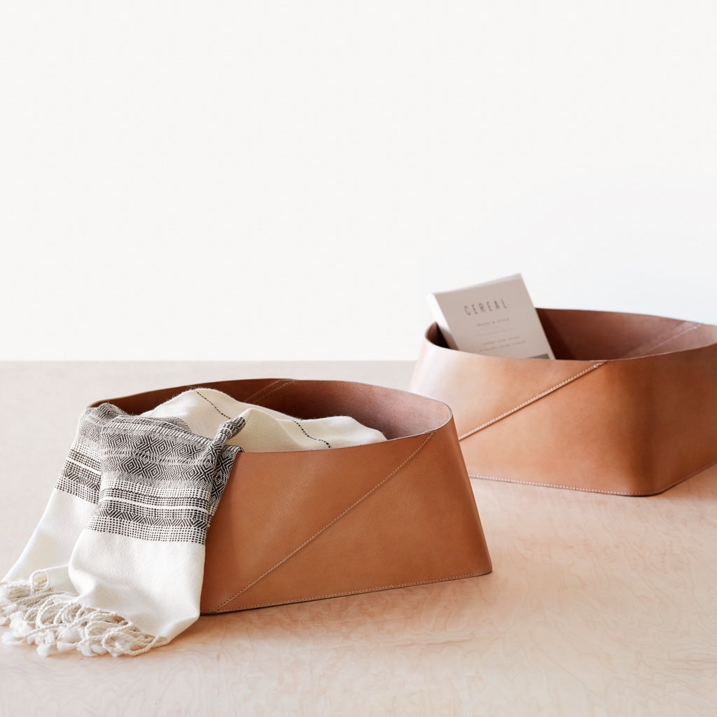 The Citizenry Azad Low Leather Storage Bin | Natural - Image 5