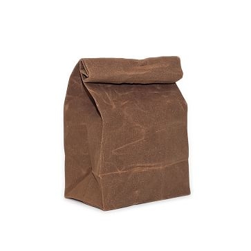Lunch Bag, Waxed Canvas, Brown - Image 0
