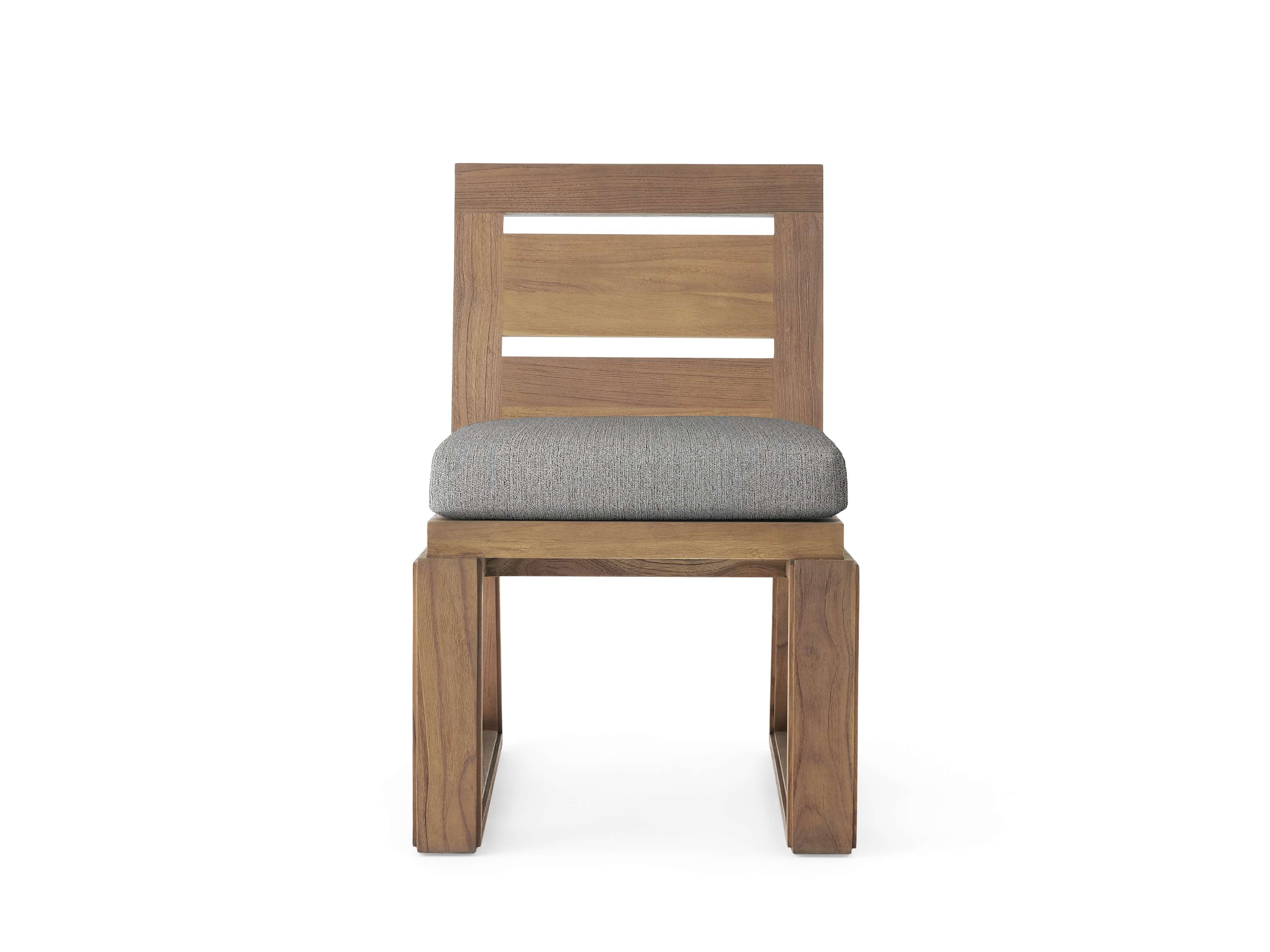 Canyon Outdoor Dining Side Chair Teak in Natural  Twilly Grey/Weathered Fawn - Image 0