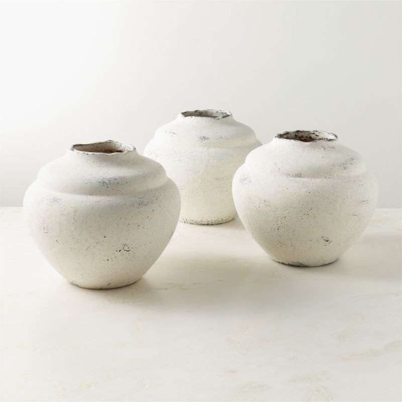Canby Round White Ceramic Vase - Image 3