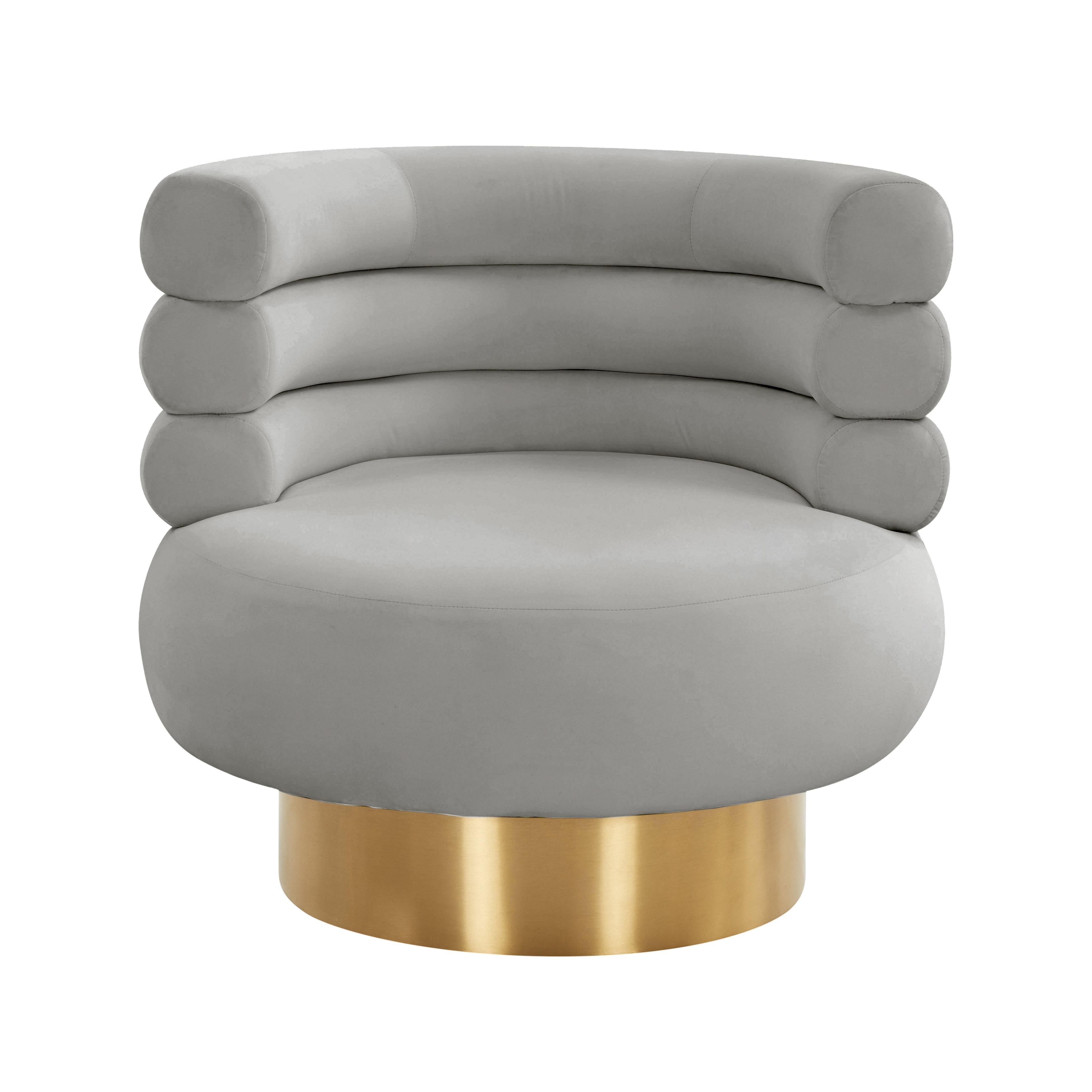 Naomi Grey Velvet Swivel Chair - Image 1