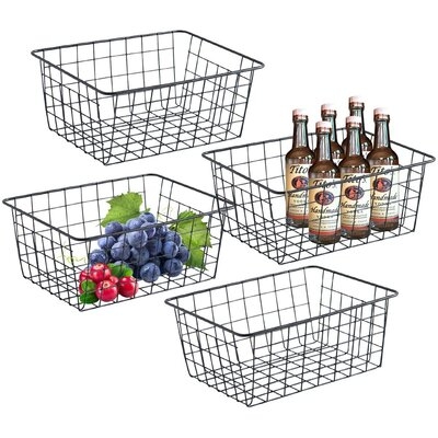 4 Pack Basics Stackable Metal Wire Storage Basket Set For Kitchen Or Bathroom - Black/White/Gold/Rose Gold - Image 0