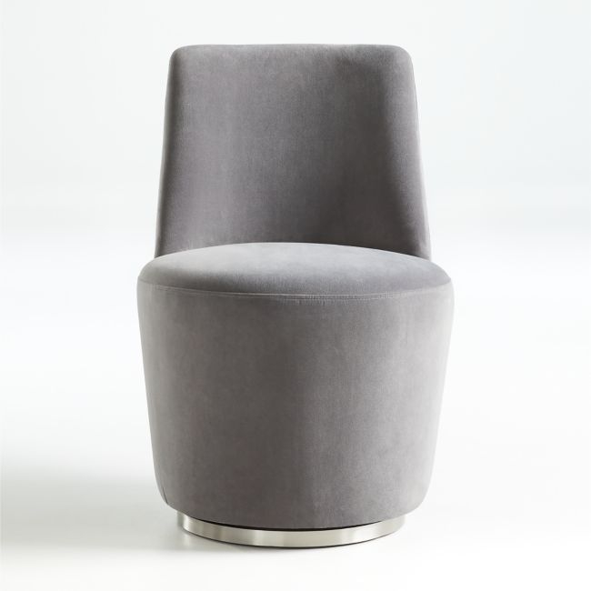 Ofelia Slate Grey Velvet Swivel Dining Chair - Image 0