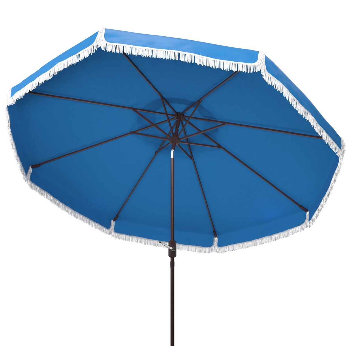 Fabia Fringe 9Ft Crank Umbrella - Pacific - Safavieh - Image 1