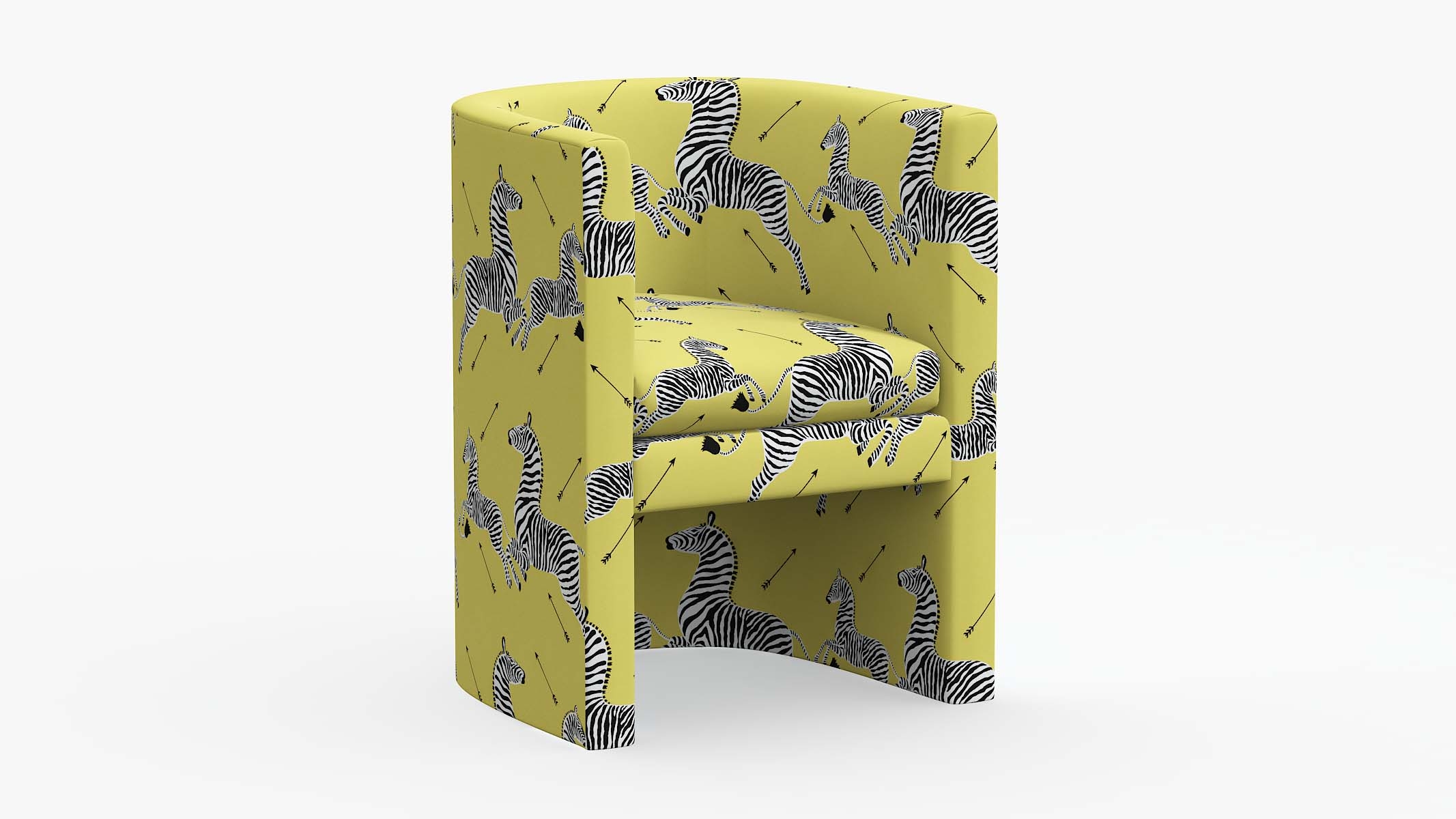 Barrel Back Dining Chair, Yellow Zebra - Image 0