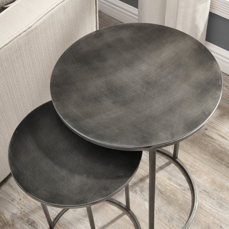 Nesting End Tables Set of 2, Gunmetal - Image 4