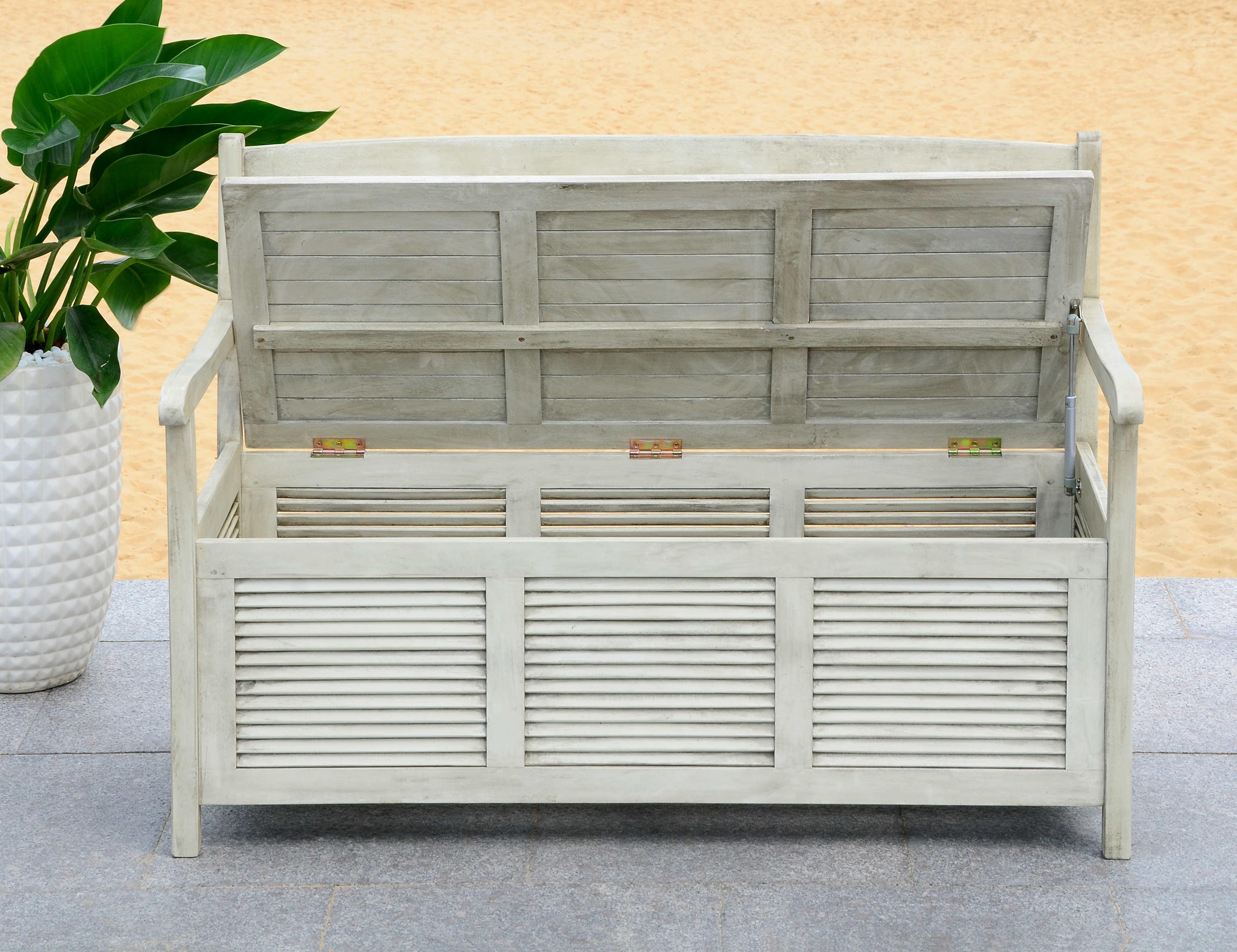 Brisbane Storage Bench - Distressed White - Safavieh - Image 7