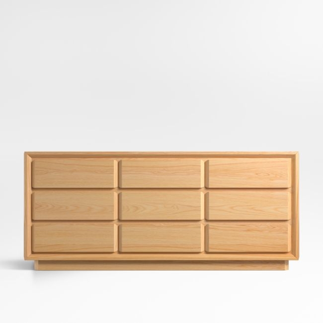 Gather 72" Natural Oak Wood 9-Drawer Dresser - Image 0