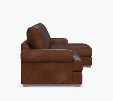 Canyon Roll Arm Leather Right Arm Sofa with Chaise Sectional, Down Blend Wrapped Cushions, Vintage Caramel - Image 3