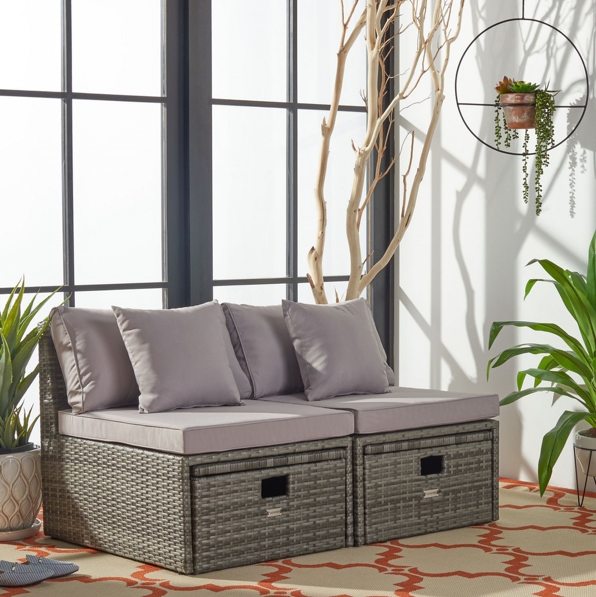 Pramla Outdoor Sette With Otto - Grey / Grey - Safavieh - Image 2