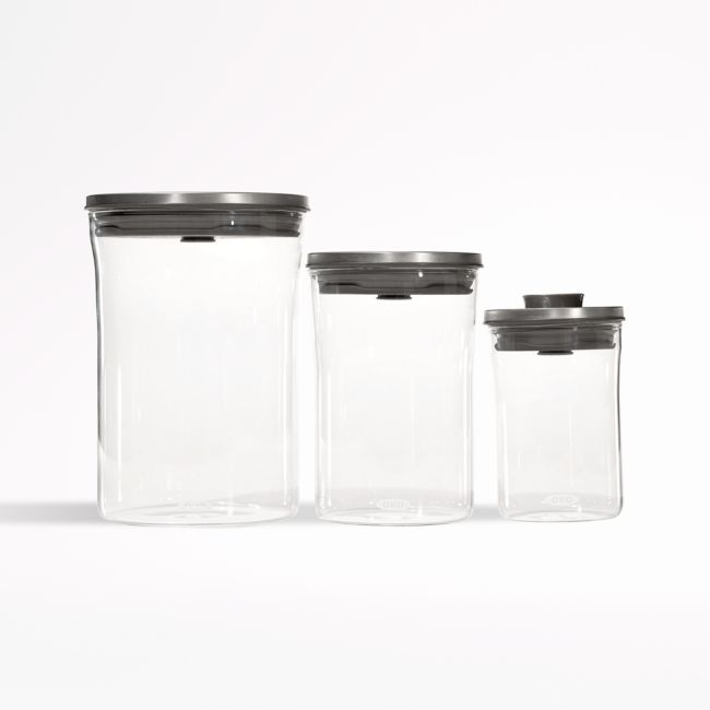 OXO ® POP Steel and Glass 3-Piece Airtight Food Storage Container Set - Image 0