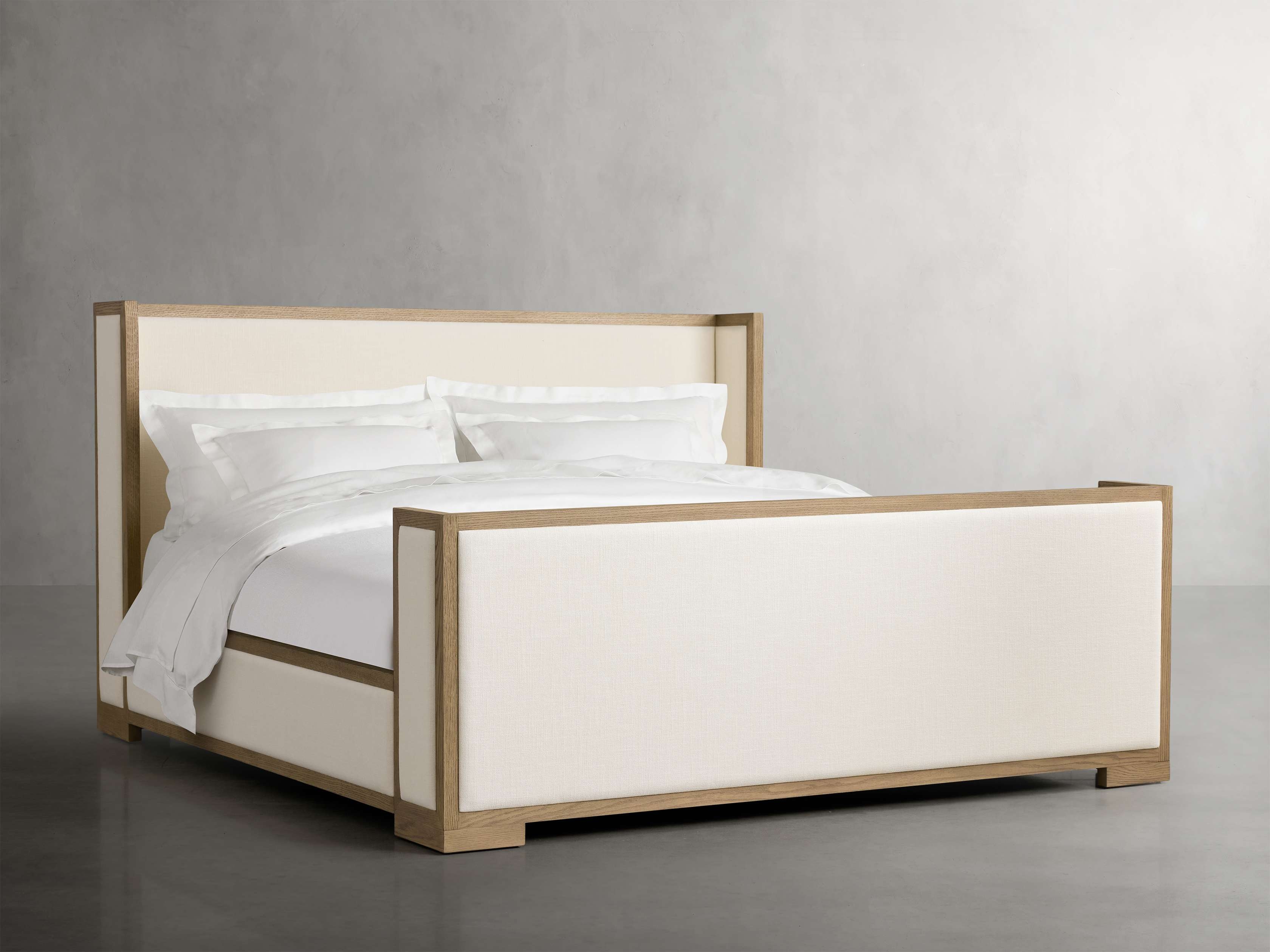 Darien Shelter Bed with High Footboard in Upholstered 48" Queen None  Cushing Frost/Fawn - Image 0