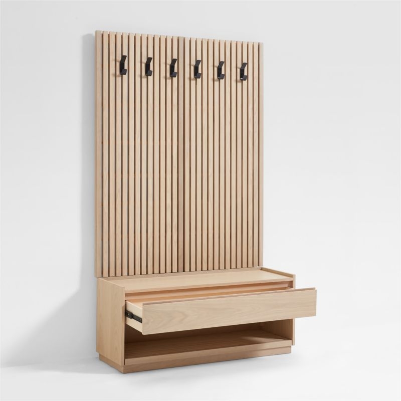 Batten 47.5" White Oak Storage Bench and Panel Set - Image 2