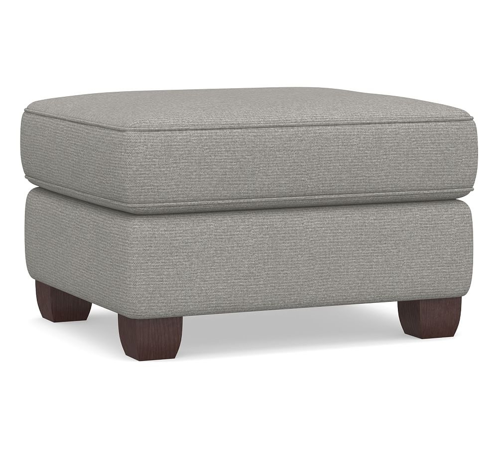 Grayson Roll Arm Upholstered Ottoman, Polyester Wrapped Cushions, Performance Heathered Basketweave Platinum - Image 0