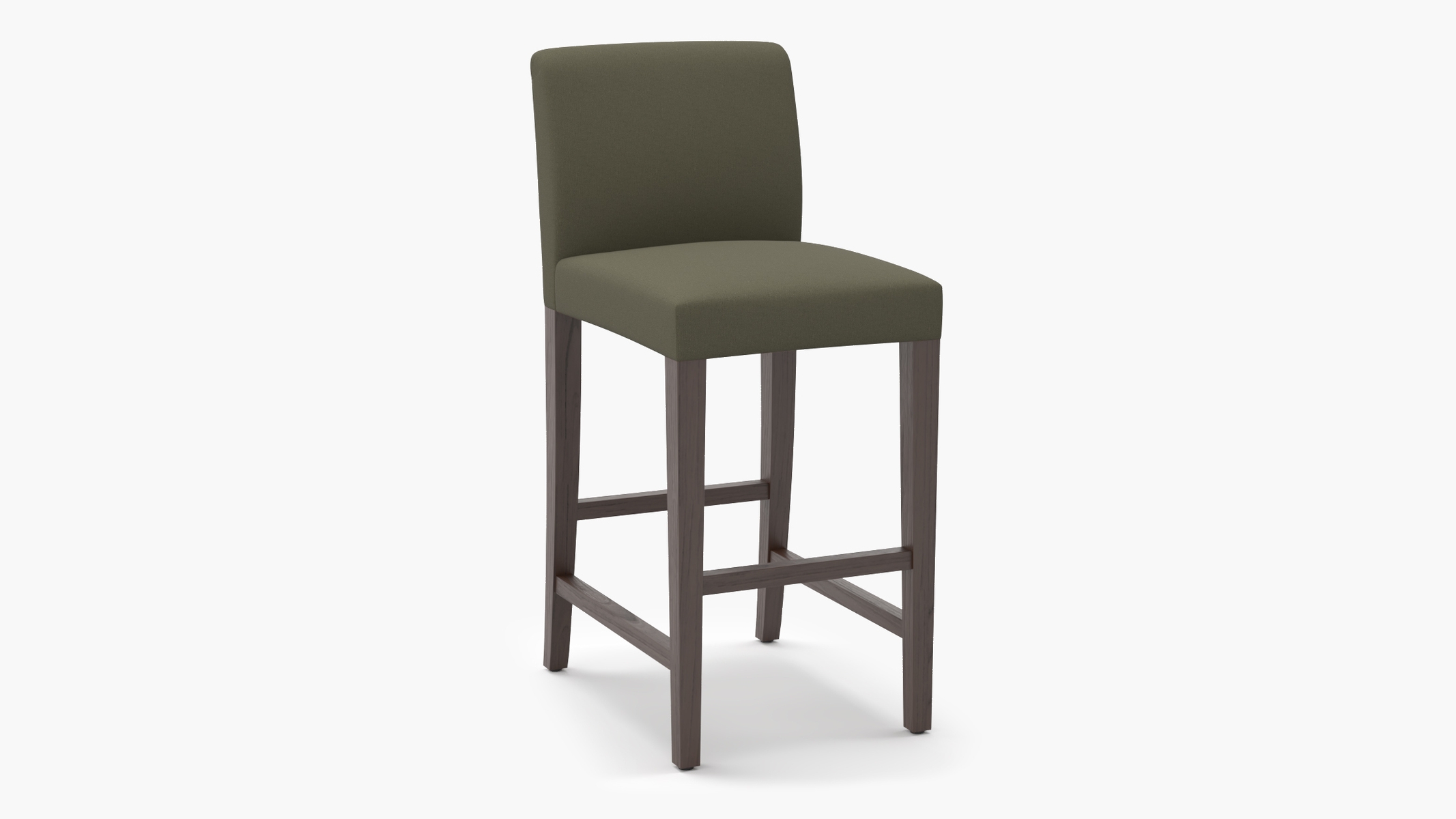 Signature Dining Bar Stool, Olive Everyday Linen, Espresso Square Tapered Leg - Image 1