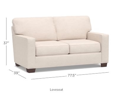 Buchanan Square Arm Upholstered Loveseat 77.5", Polyester Wrapped Cushions, Performance Heathered Basketweave Platinum - Image 3
