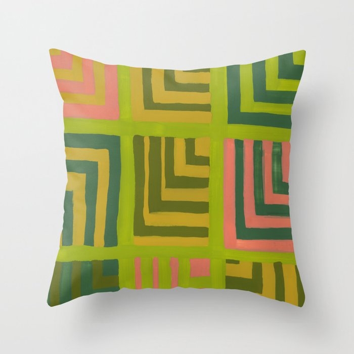 Painted Color Block Squares Throw Pillow by House Of Haha - Cover (20" x 20") With Pillow Insert - Outdoor Pillow - Image 0