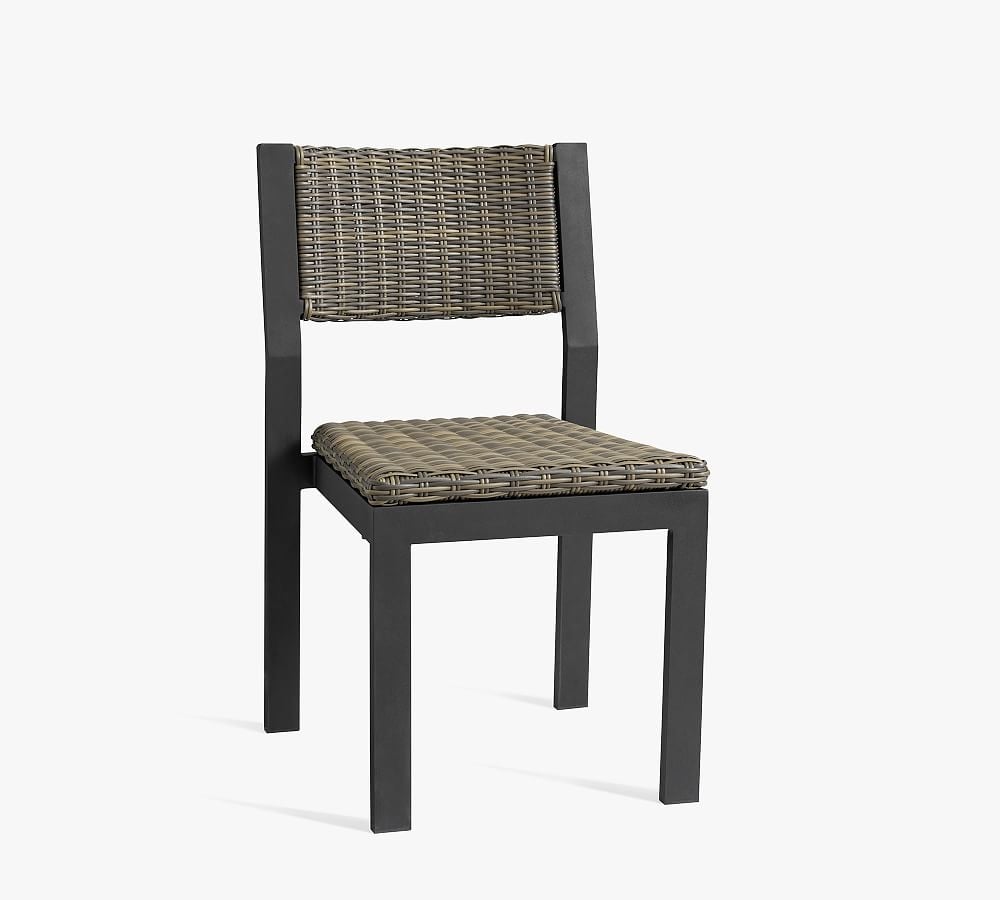 Malibu Metal & All-Weather Wicker Stacking Dining Chair, Black - Image 0