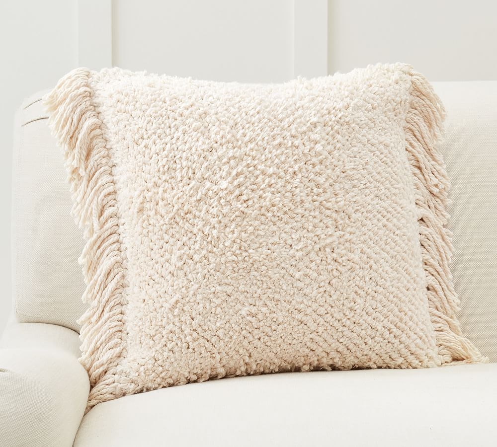 Lucy Textured Chenille Pillow Cover, 20 x 20", Ivory - Image 0