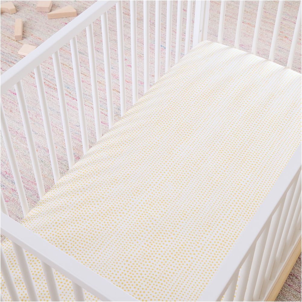 Falling Dot Crib Fitted Sheet, Yellow - Image 0