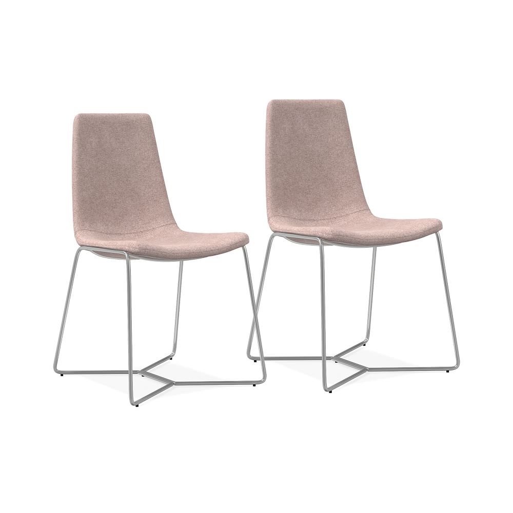 Slope Dining Chair, Set of 2, Distressed Velvet, Mauve, Chrome - Image 0