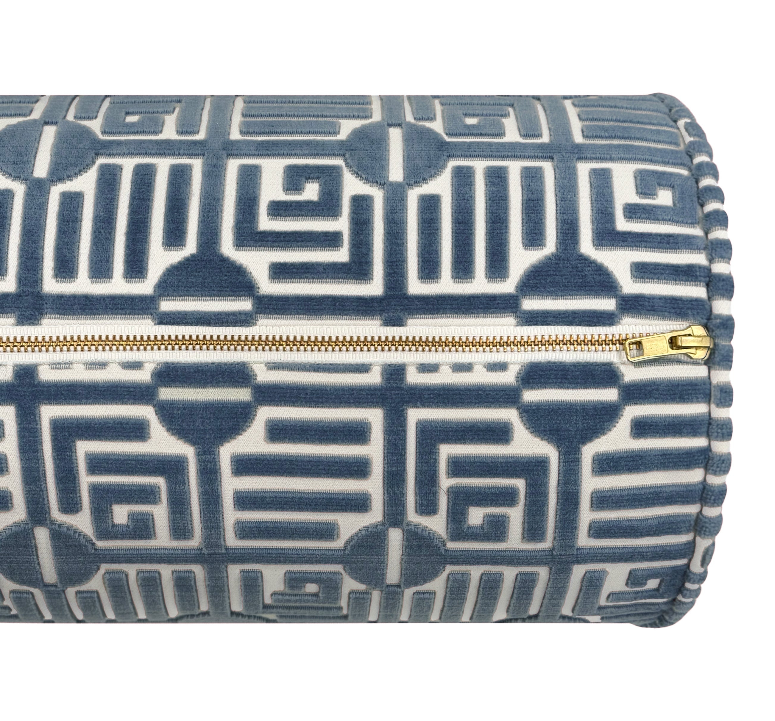 THE BOLSTER :: LABYRINTH VELVET // NAVY | THIBAUT - TWIN // 9" X 24" - Image 1