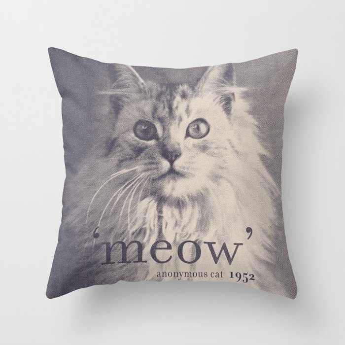 Famous Quotes #2 (anonymous Cat, 1952) Throw Pillow by Florent Bodart / Speakerine - Cover (20" x 20") With Pillow Insert - Indoor Pillow - Image 0