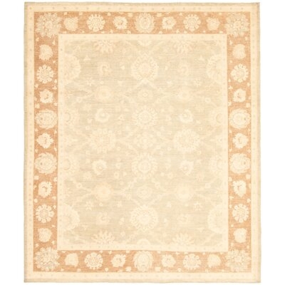 One-of-a-Kind Gorby Hand-Knotted 2010s Ushak Ivory 8' x 9'7" Wool Area Rug - Image 0