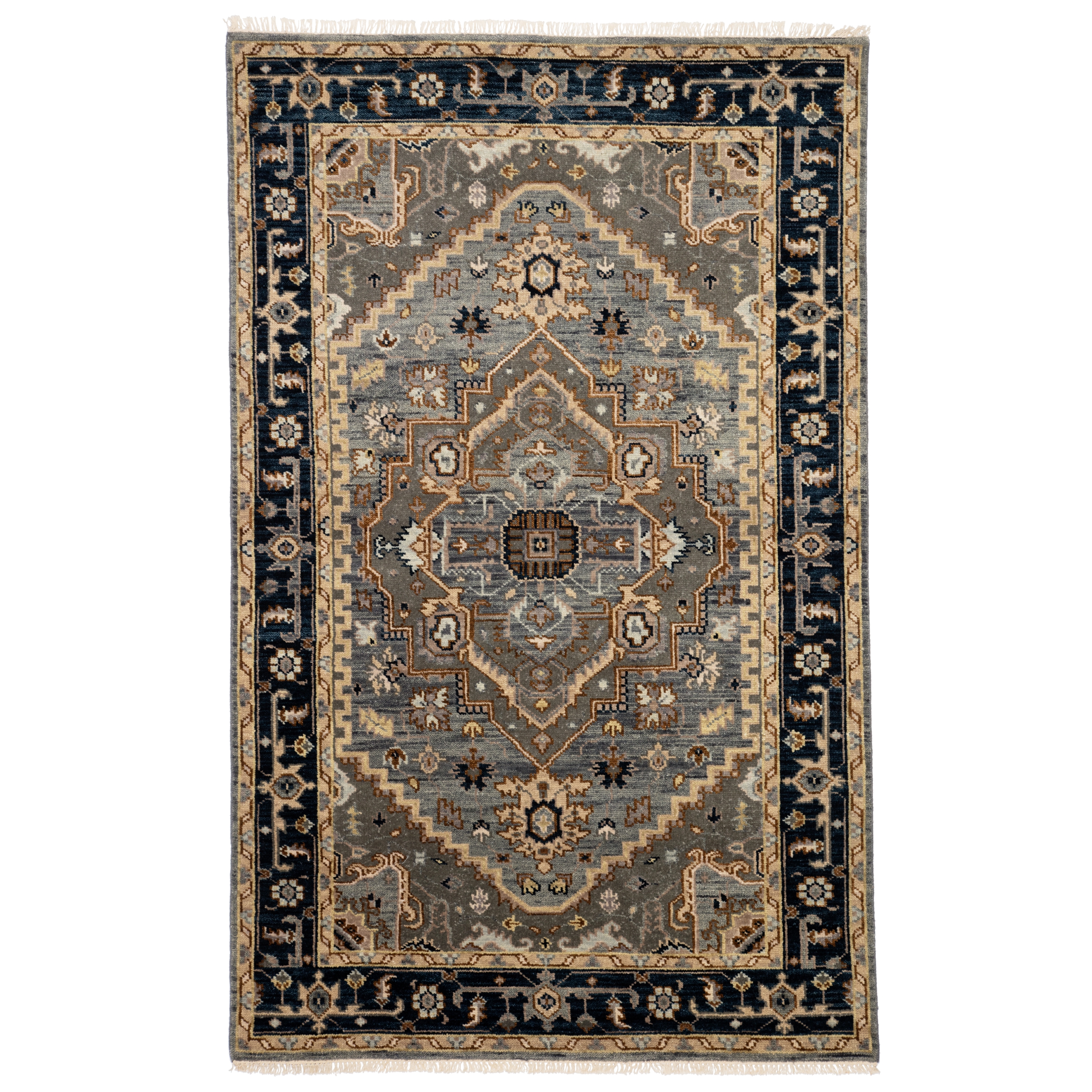 Andrews Hand-Knotted Medallion Gray/ Brown Area Rug (8'X10') - Image 0