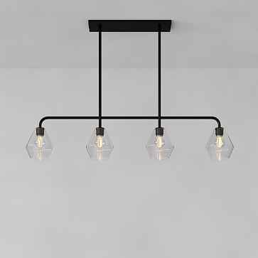 Sculptural 4-Light Pendant, Geo Mini, Clear, Antique Bronze, 6.5" - Image 0