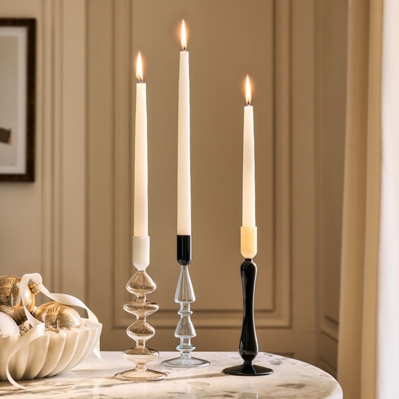 Kava Cool Toned Glass Taper Candle Holder Set of 3 - Image 3