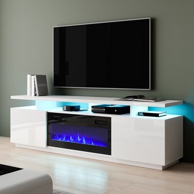 Bukard TV Stand for TVs up to 78" Electric Fireplace Included - Image 0