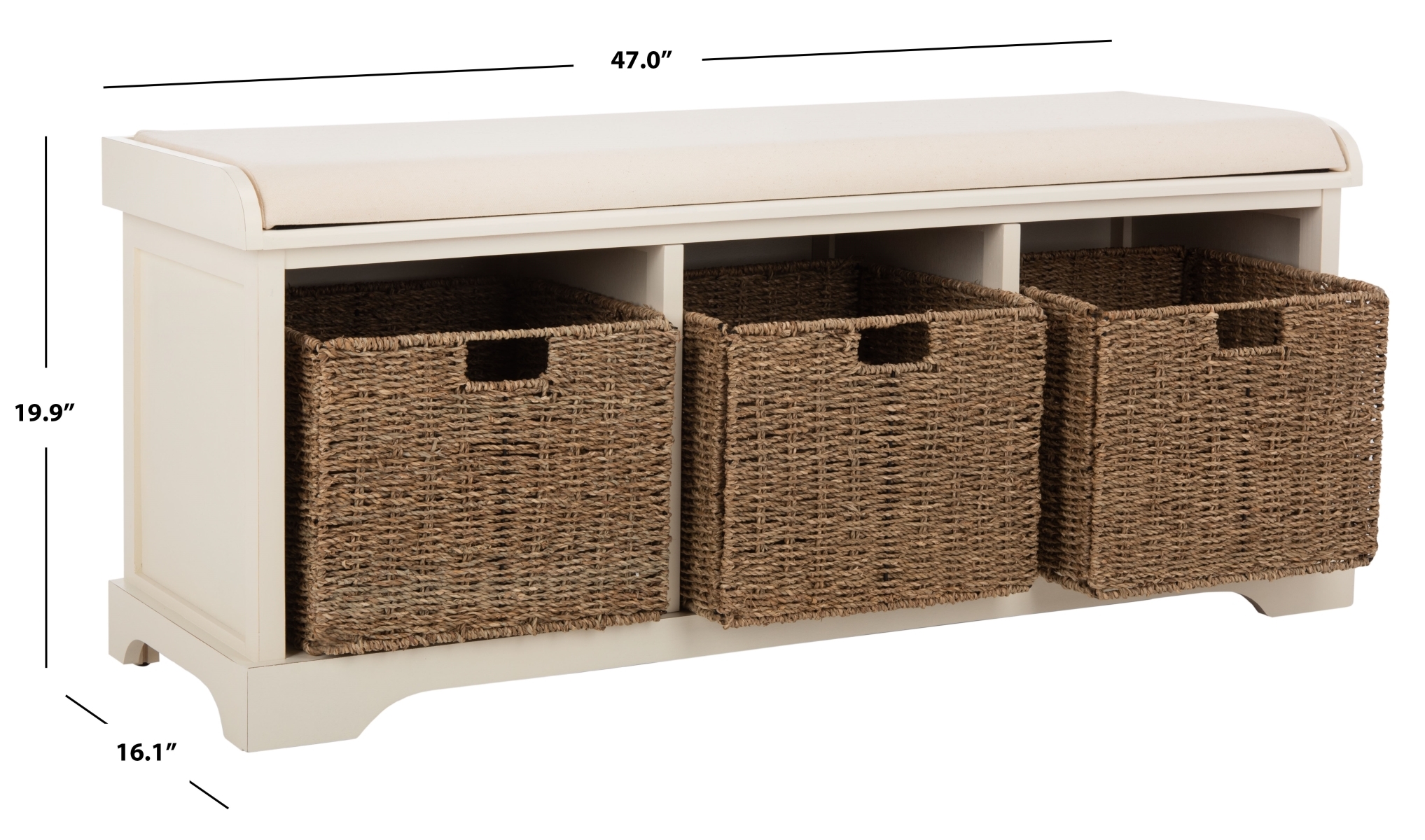 Lonan Storage Bench - White - Safavieh - Image 9