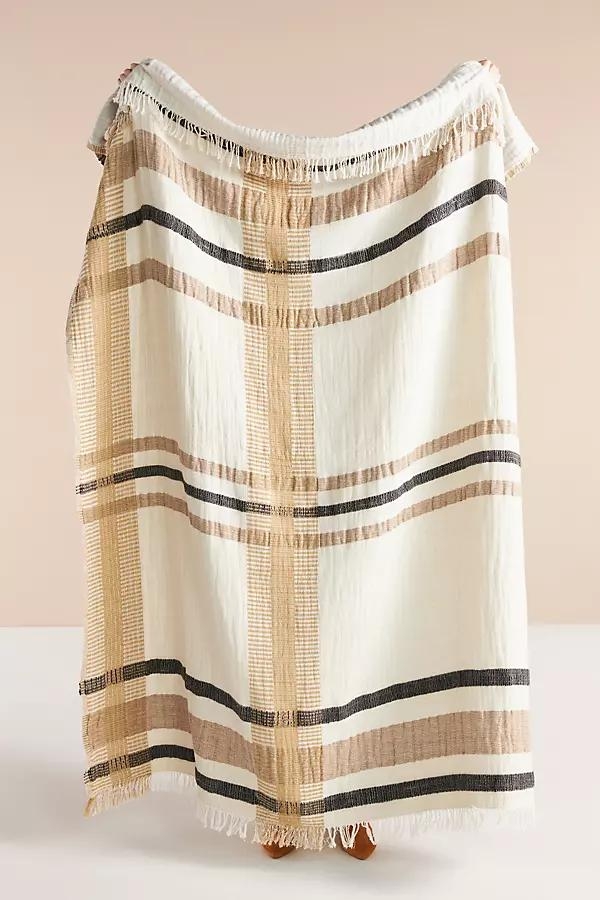 Theodore Gauze Throw Blanket By Anthropologie in Beige - Image 0
