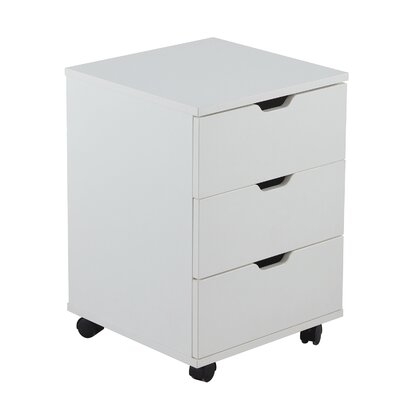 Inbox Zero 3 Drawer Dresser Mobile Cabinet Under Desk Storage With Casters For Home Office, Brown Walnut - Image 0