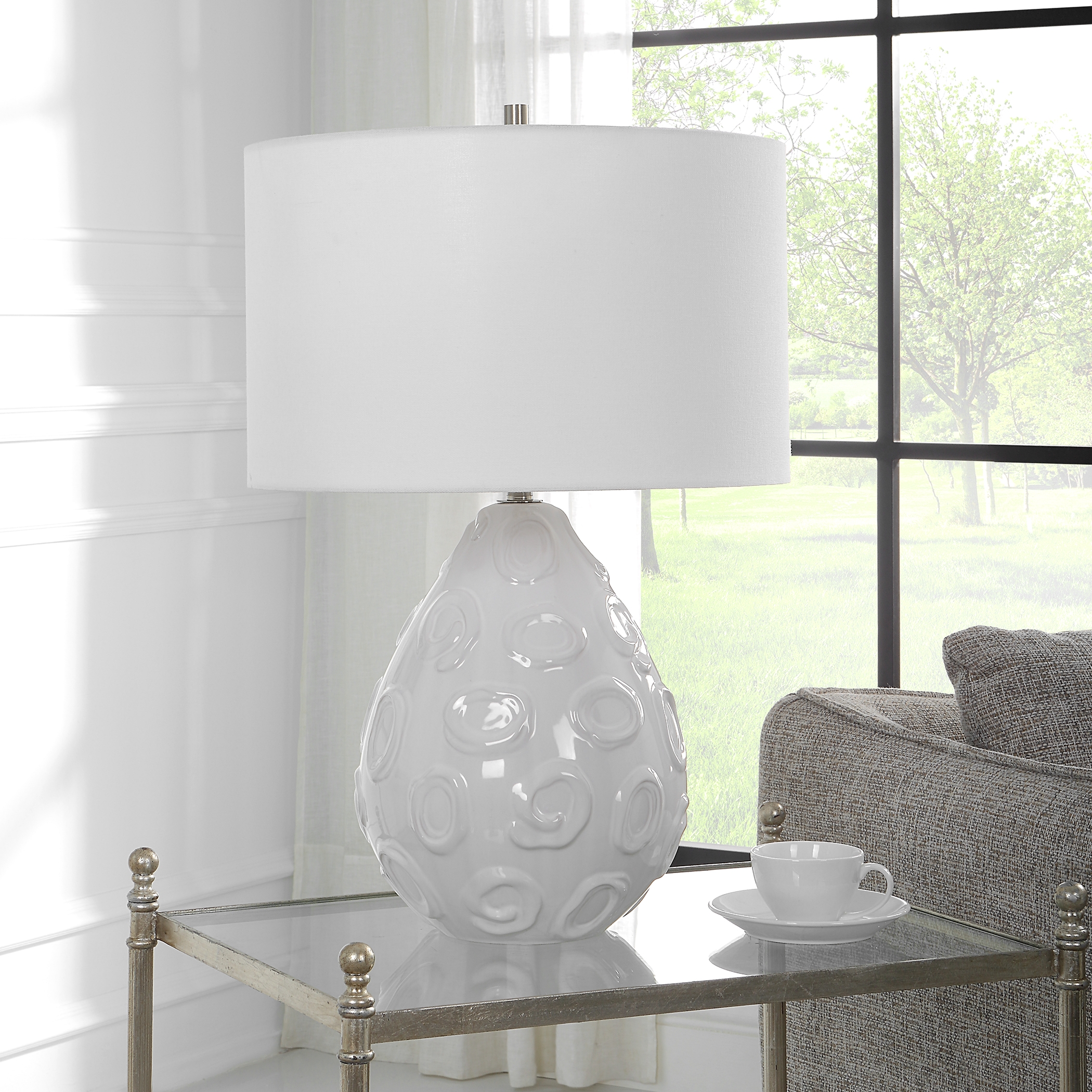 Loop White Glaze Table Lamp - Image 2