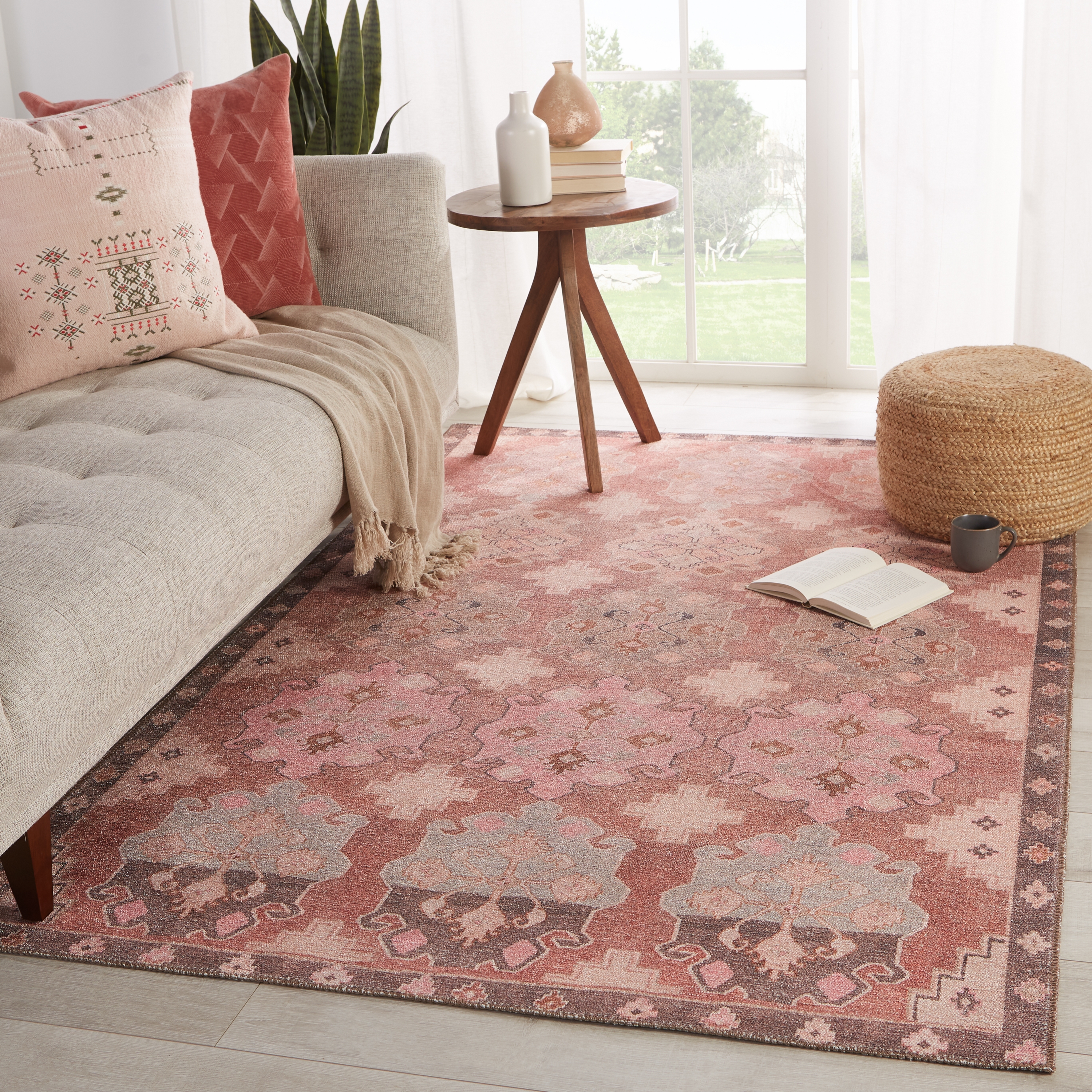 Vibe by Chilton Medallion Pink/ Brown Area Rug (6'X9') - Image 4