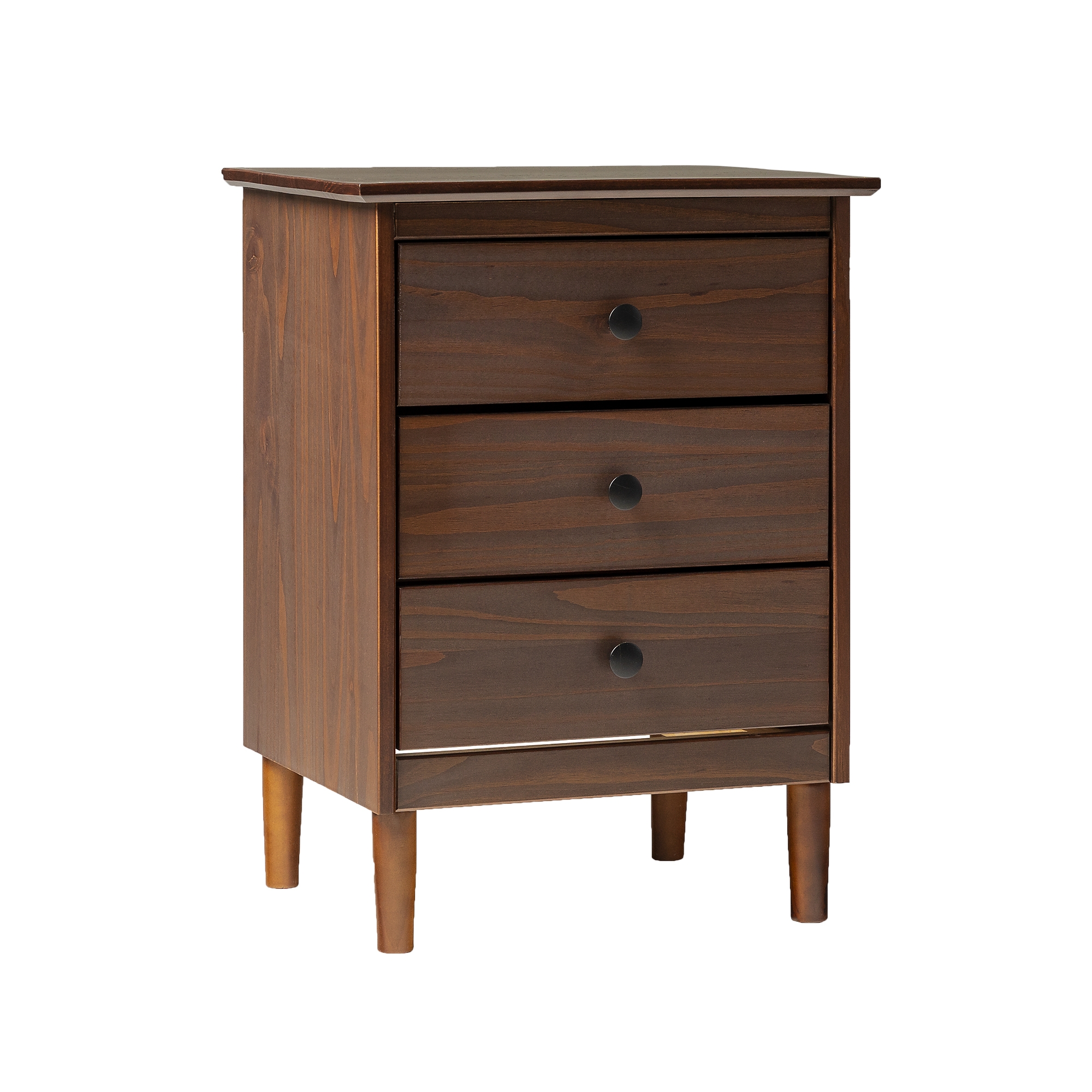 Modern 3 Drawer Nightstand - Walnut - Image 1