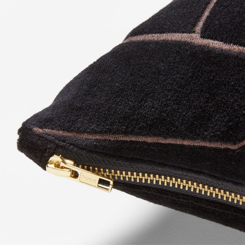 Arabella Black Velvet Throw Pillow with Feather-Down Insert 23"x23" - Image 2