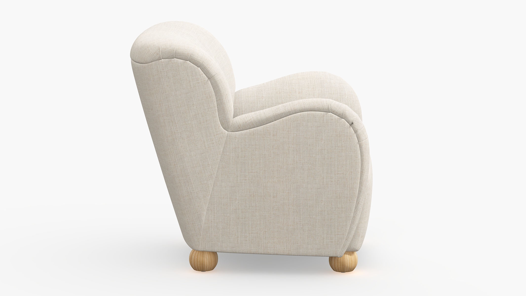 Bun Foot Accent Chair, Talc Everyday Linen, Natural - Image 2