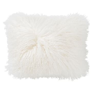 Mongolian Fur Pillow Cover, 12"x16", White, WE Kids - Image 0